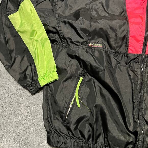 Columbia Vintage Jacket Mens Large Windbreaker Neon Pink Intertrainer 80s - Picture 2 of 9